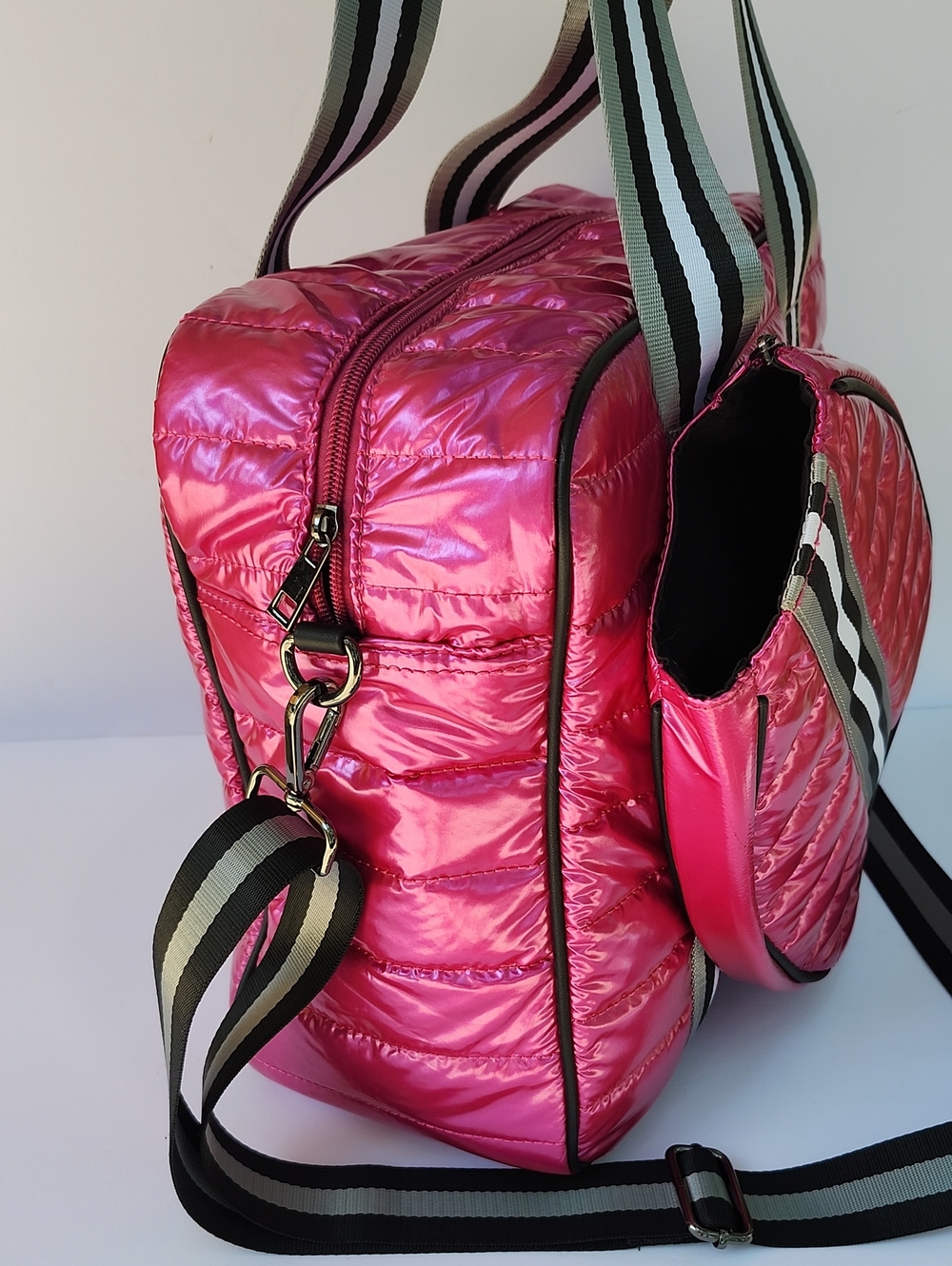 PARKER & HYDE LARGE PINK METTALIC ROYAL COURT PICKLE BALL/TENNIS BAG - Picture 7 of 13